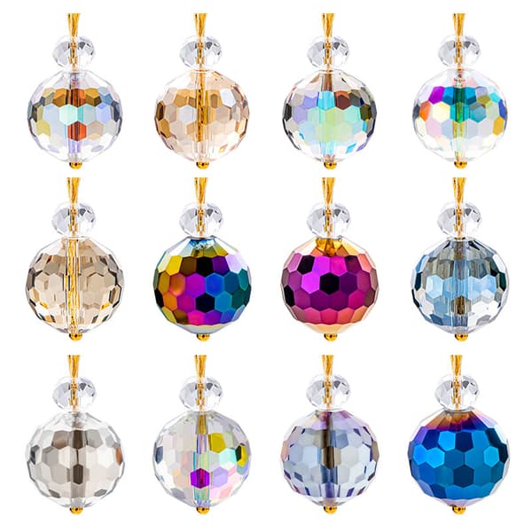 Elektrobelagt iriserende krystallkuleanheng, DIY solfanger til juletre E 4 pieces/set