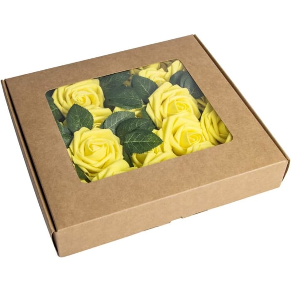 50 Pakket Rozen Simulatie Rozen Bruiloft Cadeaudoos Moederdag Cadeau, Geel
