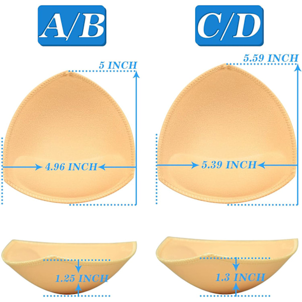 Parit Rintaliivien Täyte, Irrotettava Urheilurintaliivin Kuppi Kolmio 4 Paria Hieronta Beige 4 Pairs Massage Beige C/D