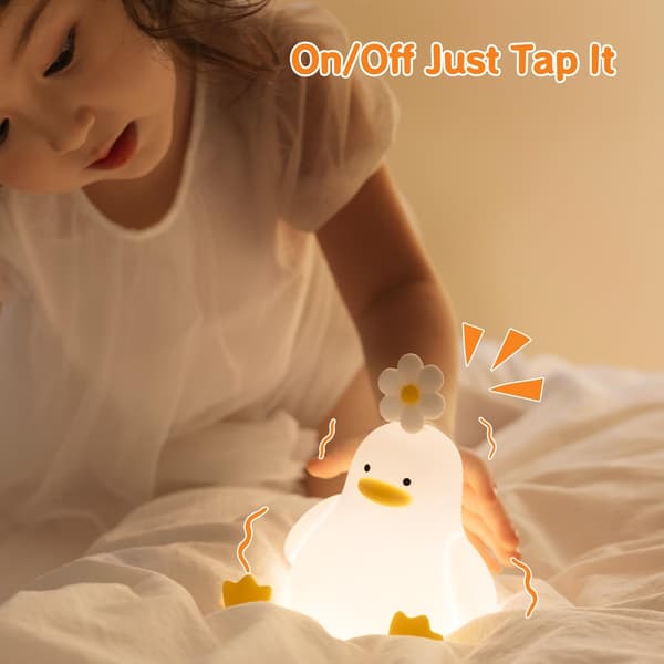 Søt And Nattlampe For Barnerom Dimbar LED Lampe Med Timer Hvit