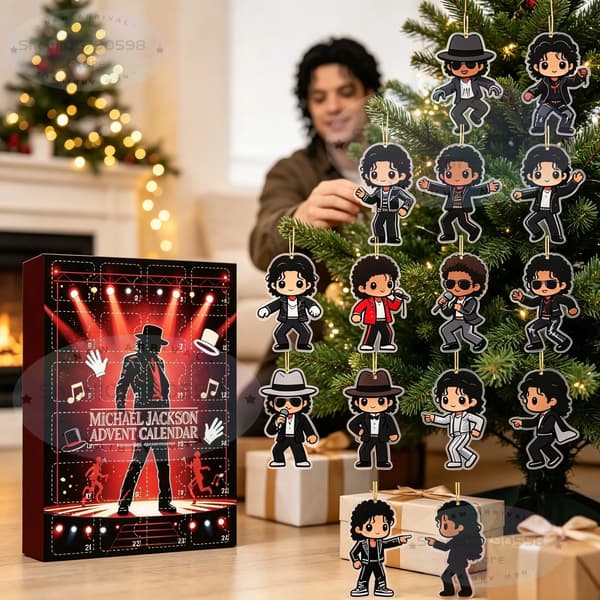 Michael Jackson Julekalender 24 dager Nedtelling til jul Gaveeske med samleobjekter i akryl som hengende ornamenter A 1PC