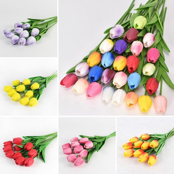 {hw} Konstgjorda siden tulpaner BLÅ blue