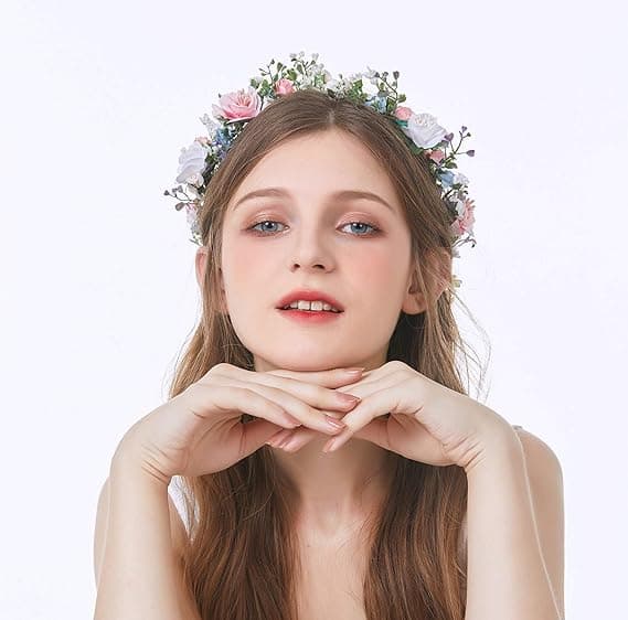 Justerbar blomsterhodebånd Blomsterkrans Krone Halo Hodeplagg Bryllupsfest