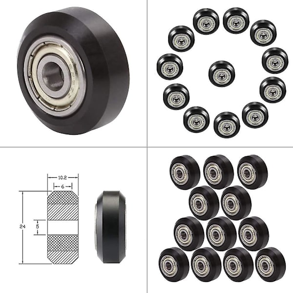 12 stk. 3D-printermodel remskive V-rille Pom remskive plastmodel kugleleje V-leje passiv remskive 3D-printerrulle, Cr-10, Cr-10s