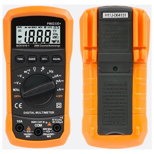 Automatisk digital multimeter, AC/DC ampere-ohm spänningstestare, multifunktionstestare med resistans, kontinuitet, kapacitans, frekvens och diod T