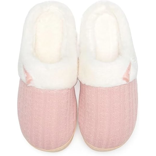 Damtofflor med fluffigt foder, Memory Foam, tofflor att sticka in i, halksäkra, varma plyschskor för sovrummet med fuskpälsfoder