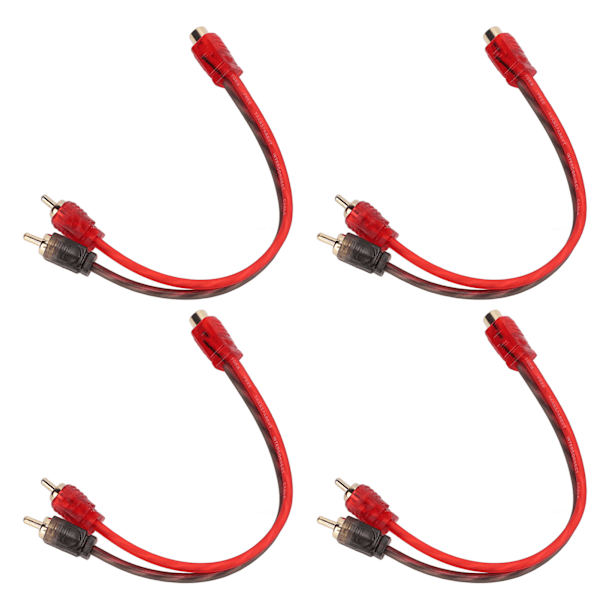 4 stk. bil RCA 1 hun 2 han adapter Y splitter højttaler lydkabel 20 cm lang til enhed med 3,5 mm stik