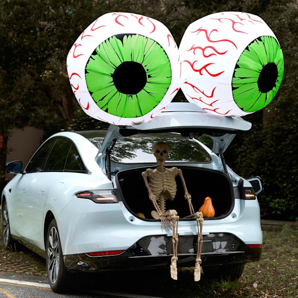2 Pak Halloween Oppustelige Dekorationer Halloween Blæseop Halloween Øjne til Haven 3 Fod Oppustelig Halloween Dekoration Udendørs med LED