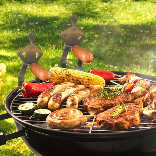 Morsomme BBQ-tilbehør Pølseholder Bærbar BBQ-stativ Rustfritt Stål Grillstativ Kjøkkenverktøy (3 stk) 3pcs