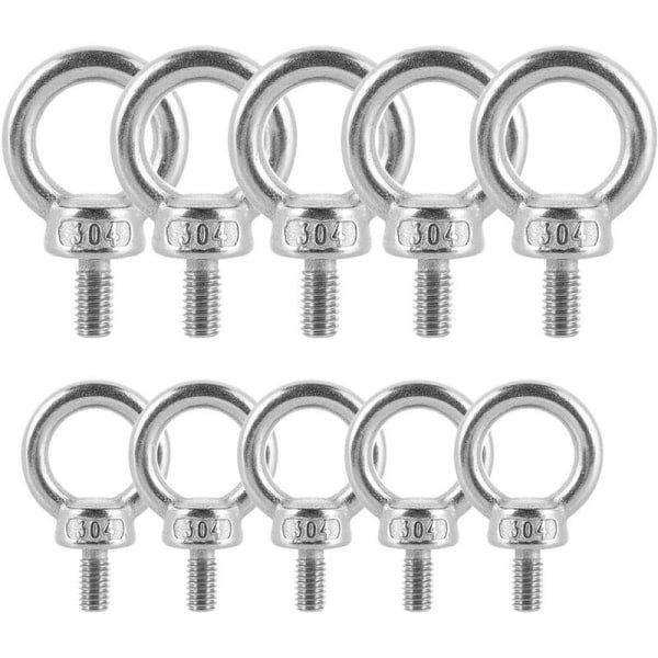 12 stk Ring - M6 304 Rustfritt stål Løfteøye Bolter Skruing E