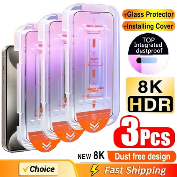 3-pack Oleofobisk Beläggning Dammtät Enkel Installation Skärmskydd för IPhone 13 11 12 14 15 Pro Max Mini XR 16 15 Plus Glas För iPhone 12[qb] For iPhone 12 3 Pieces