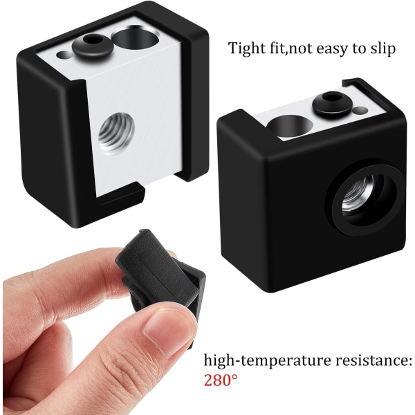 10 3D-skrivarstrumpor Skydd Värmeblockskydd Kompatibel med Creality CR-10, MK7/8/9, S4 S5, Anet A8, Hotend Extruder (Svart)