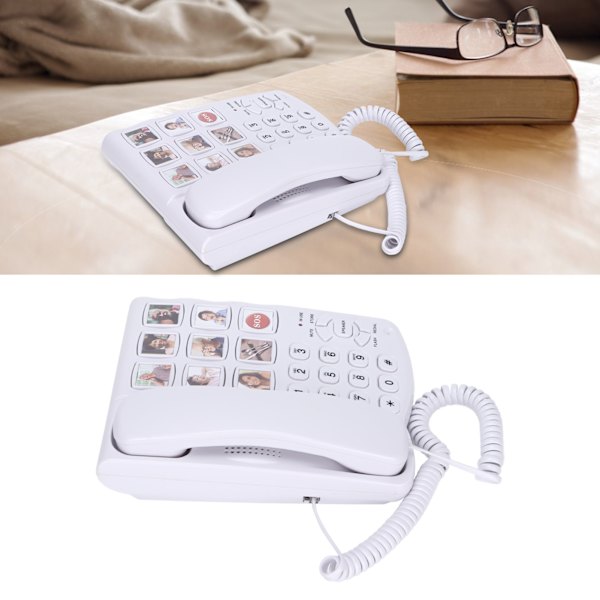 LD‑858HF Telefon med stora knappar Förbättrat fotominne Trådbunden fast telefon för seniorer