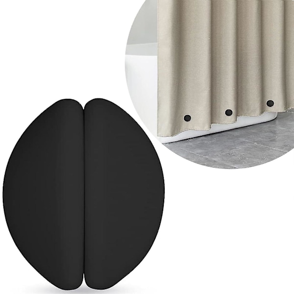 Duschdraperityngder förhindrar att duschdraperiet blåser, magneter för duschdraperitillbehör Black