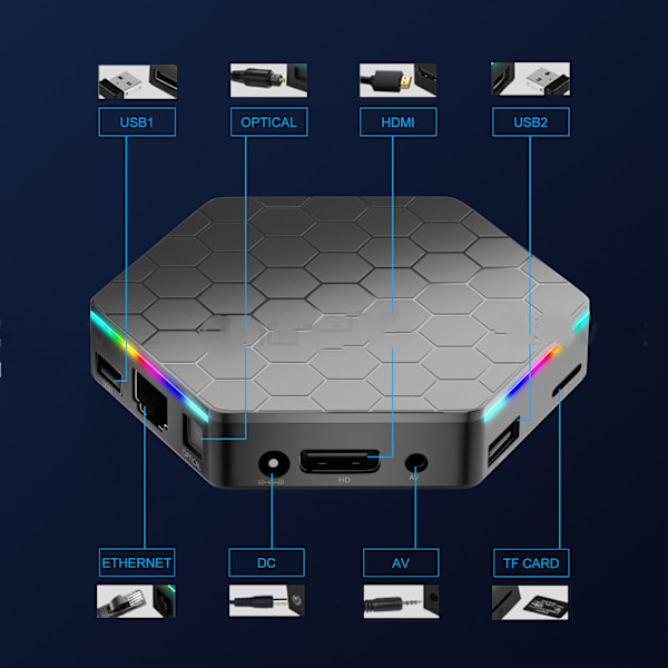 Päivitetty TV-BOX Android 12.0 32 Gt, 4 Gt 6K HD Quad Core BT 5.0 Media Player 5GWIFI British regulations