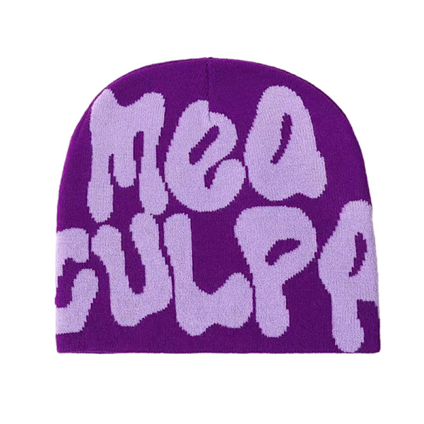Kvinde Grafisk Hue Skull Hat MEA Culpa Y2K Strikket Hue Varm Vinter Hue Purple