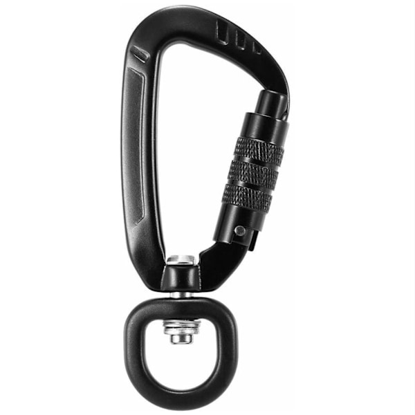 360° roterende karabinhage, 4Kn, 2 stk, sort
