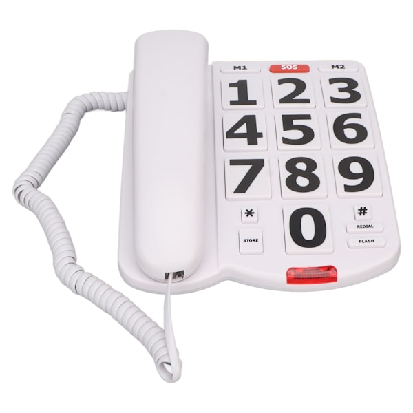 Stor knap telefon enkel klassisk justerbar lyd hjemme fastnettelefoner til seniorer hvid