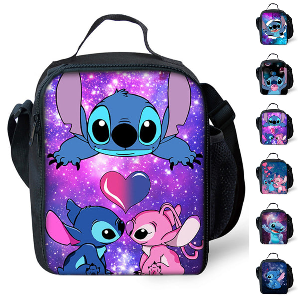 Barn Flickor Pojkar Lilo Och Stitch Lunch Bag Skola Kontor Lunchlåda B