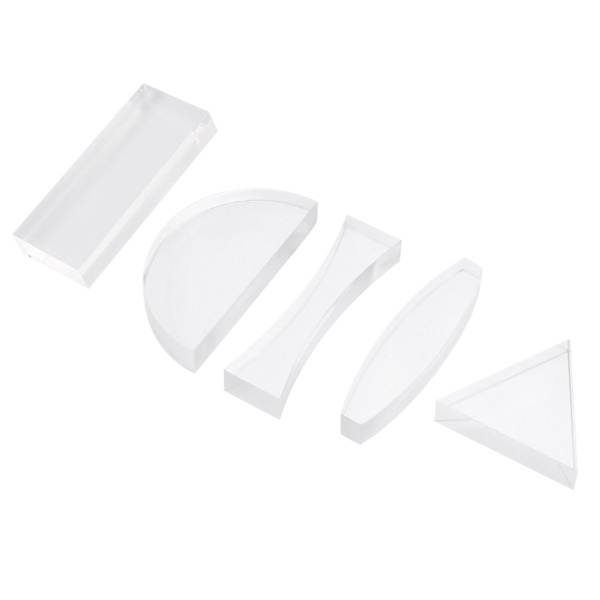 5 stk. optiske linser konkave konvekse linser grundlæggende fysikundervisning optiske linser hvid 6x3cm hvid White 6x3cm