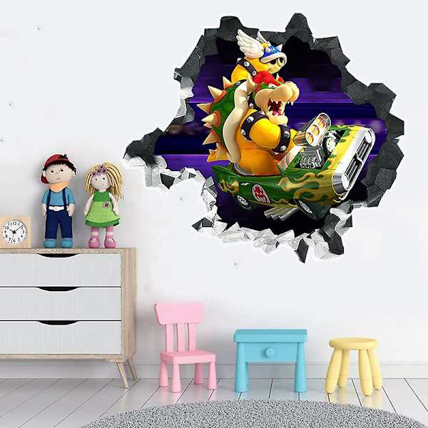 3D Super Mario Kart Bowser Koopa Väggdekal för Rum Dekoration CT20010J-R 48*42cm