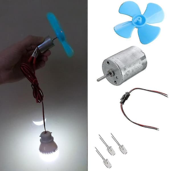 DIY-sæt 6-9v vindmølle mikromotor/ mini blå bladpadle/ dioder/ kabler