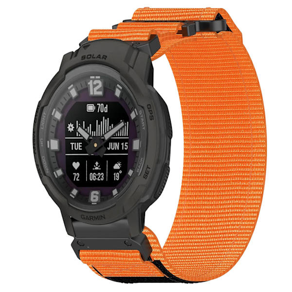22 mm:n nylonranneke Garmin Instinct Crossover Solar -kelloon[qb] Orange