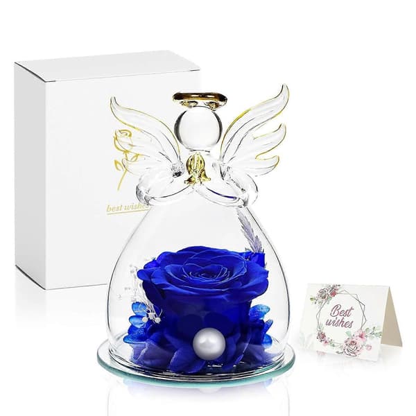 Konservert Rose Evig Blomst Bursdagsgave Elegant Evig Rose Rose i Glass blue