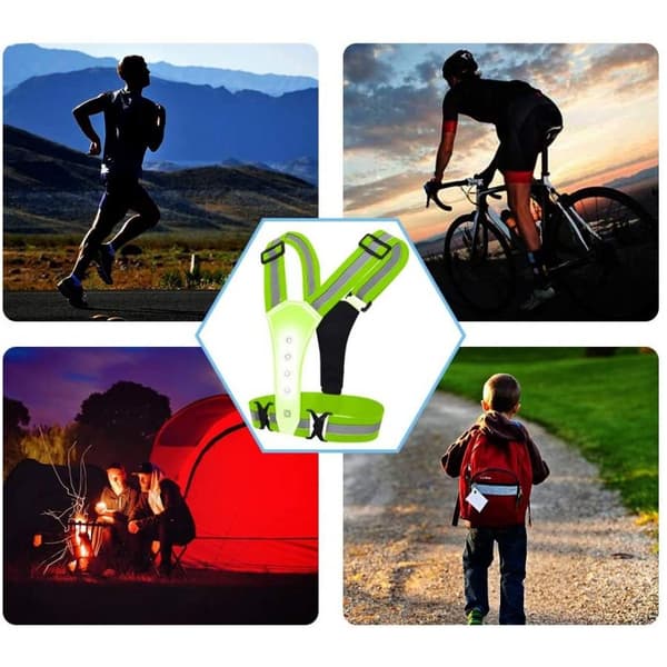 Pro Sport LED refleksvest for løping, sykling og trening
