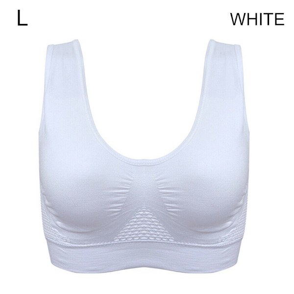 Sports Bra Push-Up Vest Shockproof Underwear WHITE L