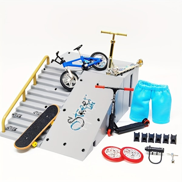 9-delt Skate Park Kit Grip-brett, Mini Grip-brett og ramper