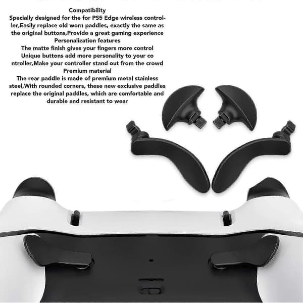 4 stk. Spilcontroller Bagside Paddles Professionel Udskiftning Metal Bagside Knapper Til Ps5 Edge Controller{hw} Black