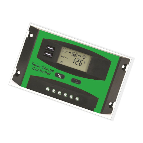 Solcellecontroller, dobbelt USB LCD-skærm, solopladning, afladning KLB