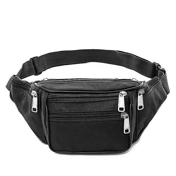 Vintage äkta läder midjeväska vattentät väska herr midjeväska Black