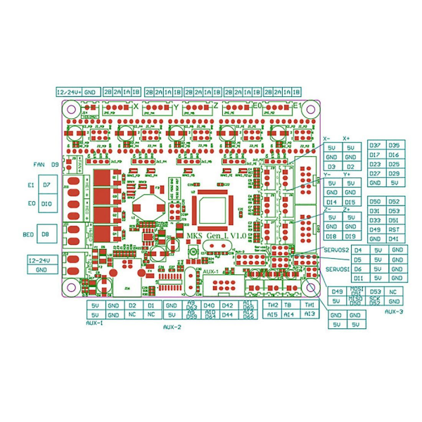 3D-tulostin Emolevy MKS GEN L V1.0 Ohjauskortti Yhteensopiva Ramps1.4 Laiteohjelmiston Kanssa USB-kaapelilla