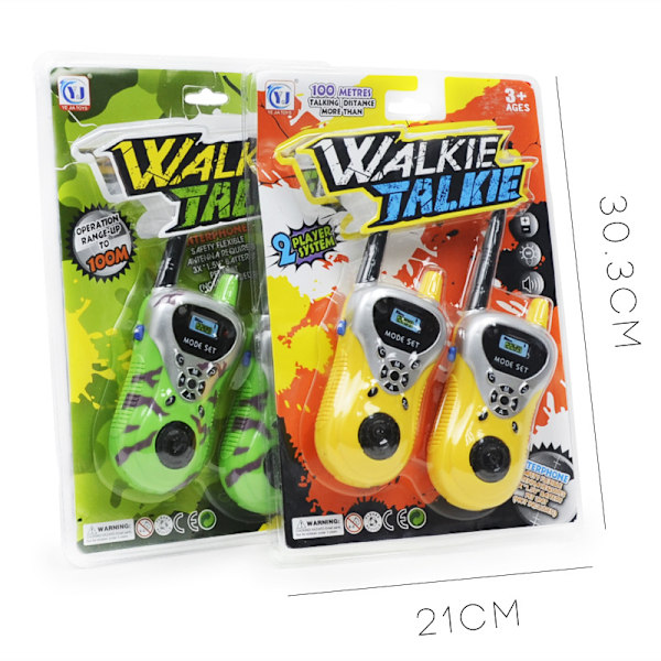 Kaksi vihreää. Ladattavat Walkie Talkie -puhelimet lapsille ja aikuisille,