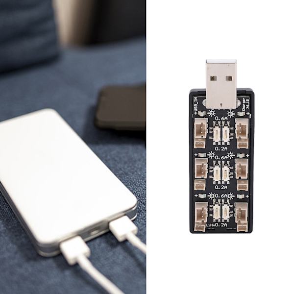 6-kanavainen USB-laturi 3,8 V:n akulle, 2,5-4,35 V:n latauslevy LED-ilmaisimilla