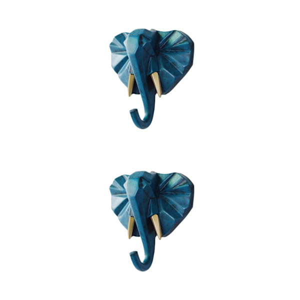 1/2/3/5 Vahva ja kestävä eläinpään avaimenkoukku yksinkertaiseen retro-siniseen (elefantti) Retro blue(elephant) 2 Set