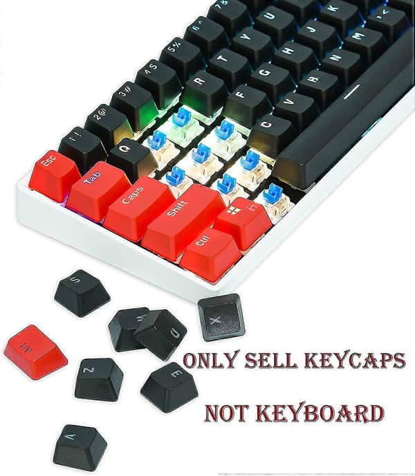 Pudding Keys 60 prosent, 118 Dye-sublimeringstaster, ASA-profil tilpassede taster (kun tastehetter) Red Black