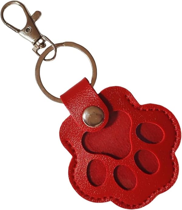 Læder kat vedhæng, læder kat, kæledyrshår minde, hundehår nøglering, til kæledyrsminder. Red