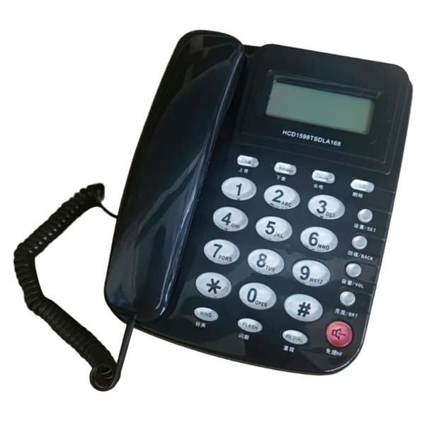 Fast telefon med sladd, nummerpresentation, snabbval, ingen batterier krävs, stora knappar