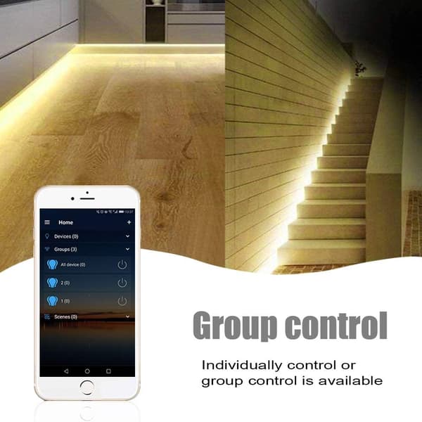 Trådløs dæmpbar LED-strip-controller, varmt hvidt/koldt hvidt, styret af WiFi/app, fungerer med Alexa-dæmpercontroller til Android/iOS-system Sunmostar