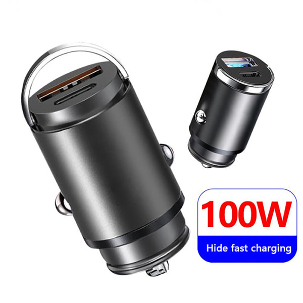 100W Car USB charger Super Charge USB-A USB-C Black