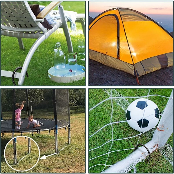 Galvaniserede stål trampolin kroge med T-kroge, 8-pak (sort)