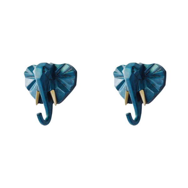 1/2/3/5 Vahva ja kestävä eläinpään avaimenkoukku yksinkertaiseen retro-siniseen (elefantti) Retro blue(elephant) 2 Set