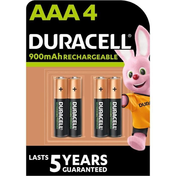 DURACELL Uppladdningsbart Ultra Uppladdningsbart Batteri Typ LR03 / AAA 900 mAh 4-pack