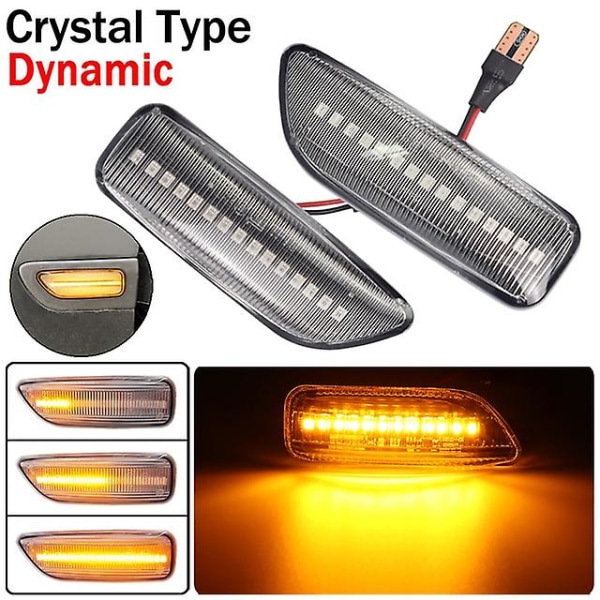 2 stk dynamiske LED gule sidemarkører blinklys kompatibel med Volvo S60 V70 XC90 S80 XC70 1998-2007 OEM #: 3072264134432641-2 stk Dynam