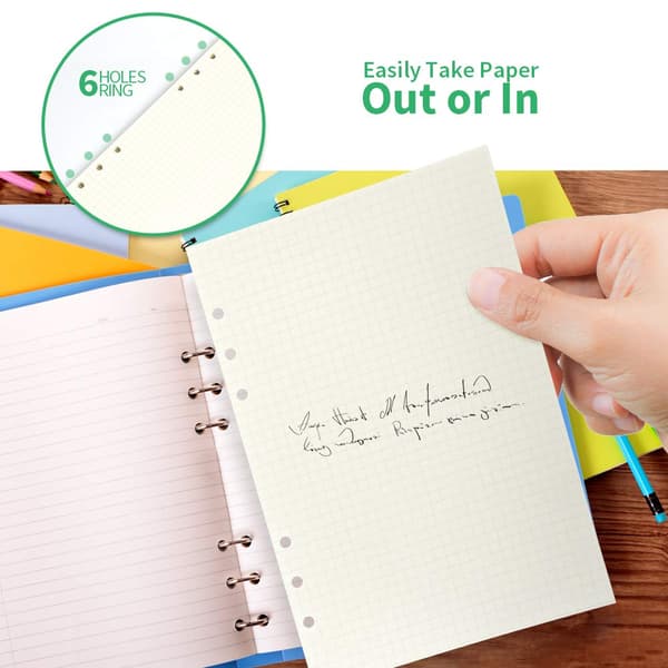 A5 3-pack 5 mm rutat papper, 6-håls övningspapper[BT}