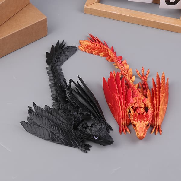 Fjæret Wyvern Drage 3D-Printet Drage Gratis Drage Dr Red blue