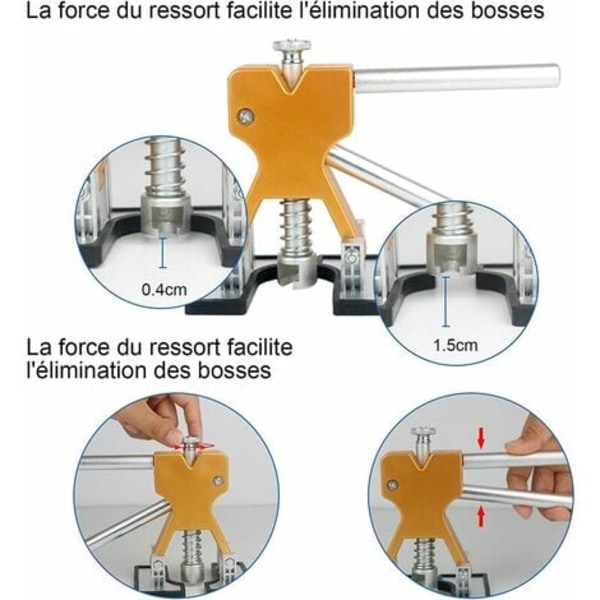 Verktøy for fjerning av bulker uten lakk, karosseribulkfjerning med limpistol, Golden Dent Puller, for bil, kjøleskap, motorsykkelkarosseri, D